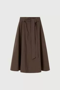 LM Poplin Flare Skirt -Dress store 10 LMPoplinFlareSkirt Chocolate scaled