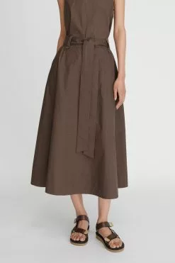 LM Poplin Flare Skirt -Dress store 10 LMPoplinFlareSkirt Chocolate 01843 scaled