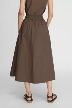 LM Poplin Flare Skirt -Dress store 10 LMPoplinFlareSkirt Chocolate 01976 scaled