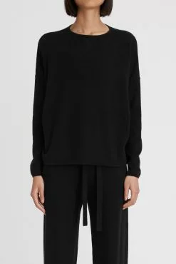 Cotton Cashmere Boxy Knit -Dress store 38 CottonCashmereLSBoxyKnit Black 0766 scaled