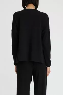 Cotton Cashmere Boxy Knit -Dress store 38 CottonCashmereLSBoxyKnit Black 0773 scaled