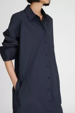 LM Poplin Long Sleeve Shirt Dress -Dress store 3 LMPoplinLSShirtDress Navy 0069147 scaled