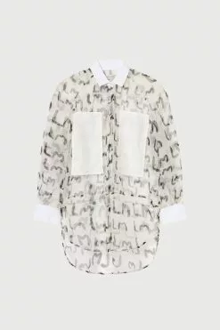 LM Archive Monogram Shirt -Dress store 41 LMArchiveMonogramLSShirt Natural scaled