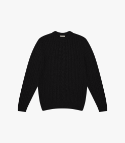 Cable Knit Wool Sweater Black