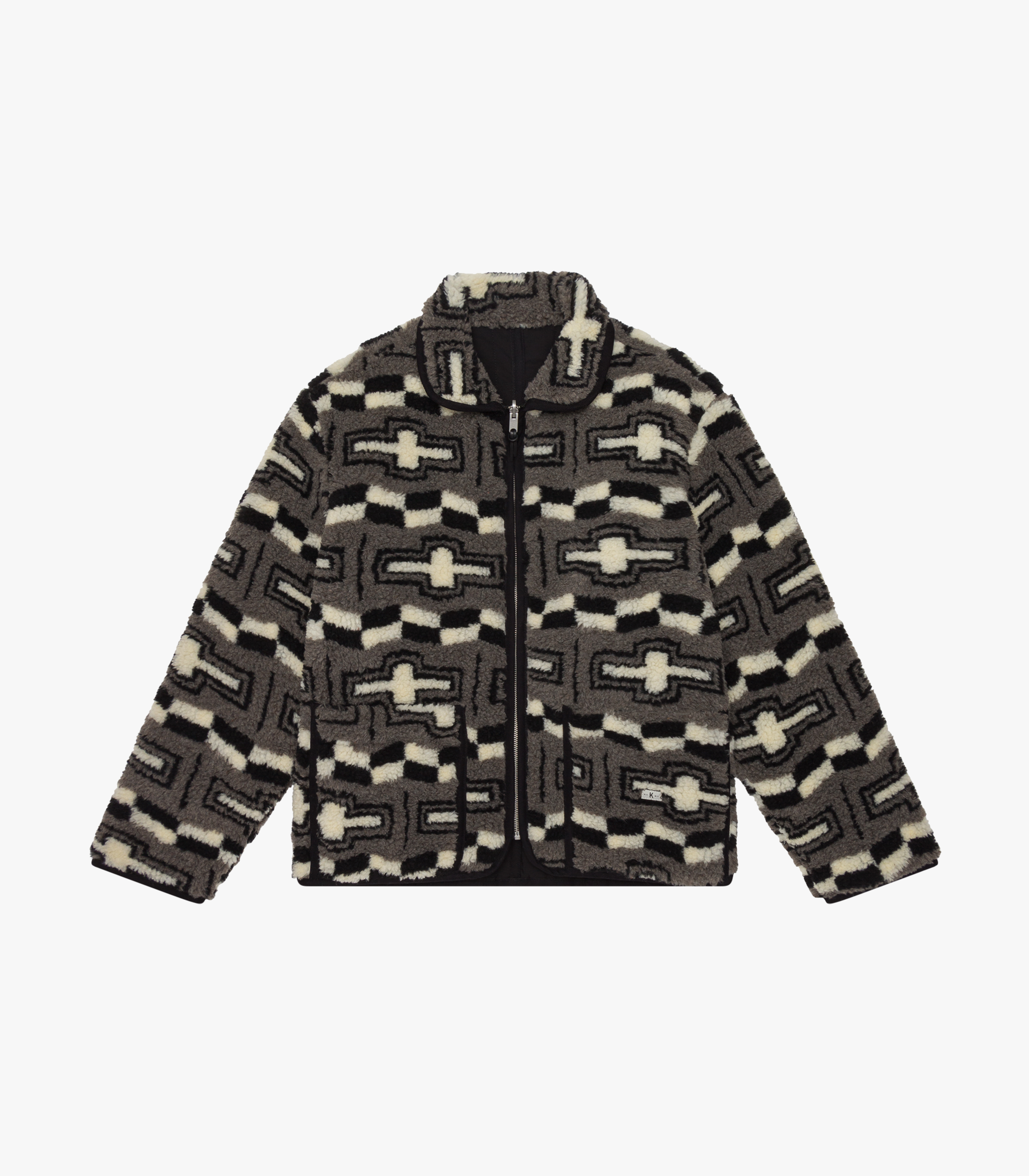 Reverse Zip Pile & Quilt Jacket Grey 1 Reverse Zip Pile & Quilt Jacket Grey