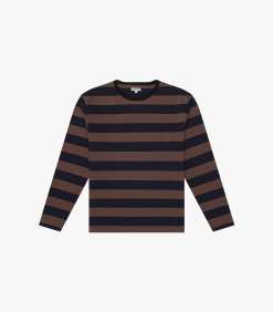 Bar Stripe Tee L/S Navy/Brown