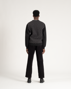 Check Merino Cardigan Charcoal -Dress store AW 21 On Model Web Res Check Merino Cardigan 003