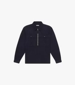 Patch Zip Pull-Over Navy
