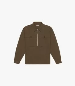 Patch Zip Pull-Over Military Olive