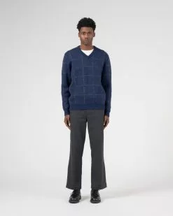 Alpaca Wool Check V-Sweater Navy -Dress store Knickerbocker62d18d6446e6689965233562d18d6446e6d.62d18d6446e6d