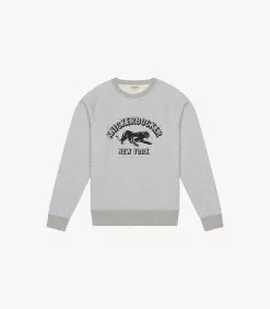 Big Cat Raglan Crew Sweatshirt Heather Grey