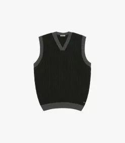 Wool Cable V-Sweater Vest Forest