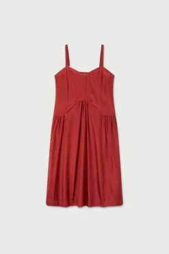 LM Classic V Neck Gathered Slip -Dress store LMClassicVNeckSlip Red scaled