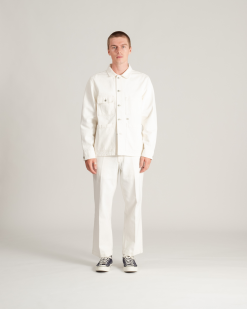 Four Pocket Chore Coat Natural -Dress store Spring 21 On Model Hi Res 148