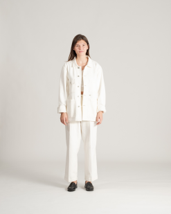 Four Pocket Chore Coat Natural -Dress store Spring 21 On Model Hi Res 280