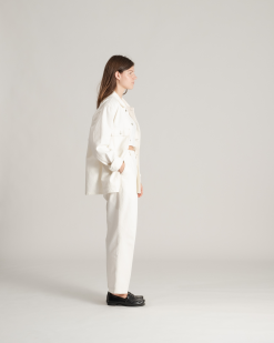 Four Pocket Chore Coat Natural -Dress store Spring 21 On Model Hi Res 282